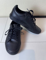 Vans Atwood Low Top Sneakers Size‎ 8 Black Leather Lace Up Minimalist Goth Photo 0