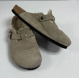 Birkenstock Boston Shearling Suede Leather - Taupe - Size 40. Photo 0