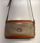Dooney & Bourke 80s Taupe Pebbled Leather Crossbody with Tan Trim Photo 0