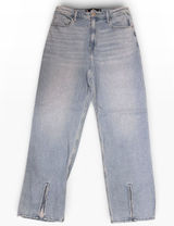 Hollister Ultra High-Rise‎ Dad Jeans Light Wash Stretch Split Hem Size 11 30x31 Photo 0