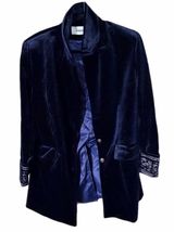 Futario vintage navy blue embroidered blazer white ruffle shirts XL Photo 0
