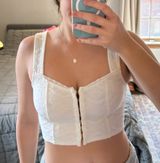 Kimchi Blue Cream Floral Lace Corset Style Top Photo 0