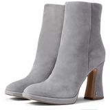 Chic Sam Edelman Jaye Suede Chunky Heel Fashion Boots Womens Size 11 River Rock Photo 0