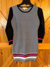 Kataya Black White Pink Long Sleeve Sheath Sweater Dress Size Large (6471) Photo 0