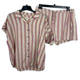 Marine Layer XL Striped Button Front Shirt Shorts Pajama Set Linen Tencel READ Photo 0