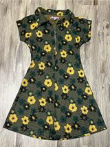 Urban Outfitters Arlo Green Yellow Floral Zip Up Mod Knit Mini Dress Size S Photo 0