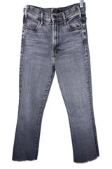 Mother Hustler Ankle Fray Gray Wash High Rise Crop Jeans Made in USA‎ Photo 0