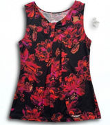 Merona Womens Red Pink Floral Sleeveless Pleated Knit Tank Top Size M Photo 0