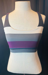 Lululemon Free To Be Wild Sports Bra Striped Purple Grey Strappy Yoga Bra Photo 0
