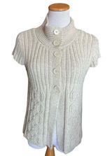 Womens It is Our Time Mock Neck Chunky Button Cable Knit Oatmeal Sweater - Sz XL Photo 0