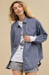 NEW Aerie Anytime Fave Twill Button Down Flannel Blue Capsule Outdoors XXL Photo 0