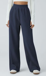 Halara Corduroy Wide Leg Pants Medium‎ Tall Navy Blue Casual Loungewear Cozy Photo 0