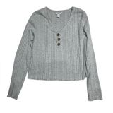 Arizona Jean Company Gray Ribbed Long Sleeve Button Front Top XL‎ Photo 0