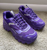 SKECHERS Women’s Purple Memory Foam Leather Low Top Lace-Up Athletic Sneakers Photo 0
