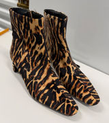 A New Day Women Tigris Ankle Boots Brown Tiger Print Pointed Toe Low Heel 8.5 Photo 0