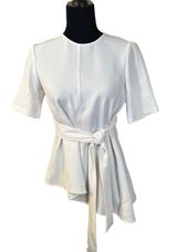 Zara Woman White Tie Waist Asymmetrical Lagenlook Blouse Women's Size XS Photo 0