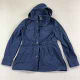 L.L. Bean Coat Womens Small Blue Nylon Hooded Anorak Zip Pockets Drawcord Waist Photo 0
