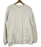 Aerie Sherpa Trim Sweatshirt Cream Crew Neck Long Sleeve Relaxed Fit XS Photo 0