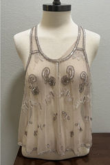 NWT VTG American Rag Beaded Tank Top Mesh Sequin Boho Sz M Photo 0
