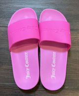 Juicy Couture Logo Slide Sandals Pink Embossed Rubber Shoes Size 38 EU 7 US Photo 0
