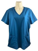 Landau Proflex Scrub Top Women's Large Blue V Neck Stretch Medical Uniform Photo 0