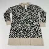 LOFT Sweater Dress Womens XS‎ Beige Leopard Animal Print Turtleneck Long Sleeve Photo 0