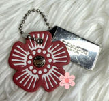 1.5" COACH Silver Tea Rose Flower Floral Bag Charm Hang Tag Photo 0