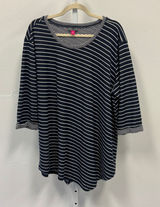Vince Camuto Womens 3X Navy Blue White Striped 3/4 Sleeve Knit Top Nautical Photo 0
