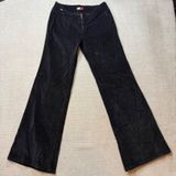 Tommy Hilfiger Tommy Jeans Black Velvety‎ Flare Pants Size 9 V-Waist Y2K Vintage Photo 0