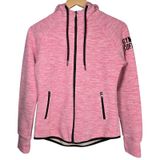 Gym + Coffee Pink Fleck Heathered Full Zip Hoodie‎ Jacket Athleisure Women Small Photo 0