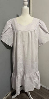 Fashion F&K Light Pink Tropical Floral‎ Muumuu Dress XL Puff Sleeve Night Gown Photo 0