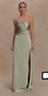 Green Meshki Satin Maxi Dress Photo 0