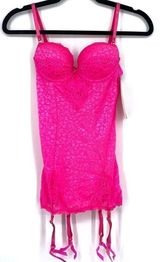 Seven Til’ Midnight‎ Lingerie Set Pink lace Garter & Thong small NWT Photo 0