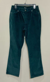 Jones New York Green Velvet Pants Straight Leg Jean Style Size 12 JNY Photo 0