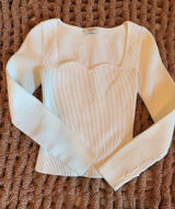 Aritzia Babaton Sculpt Knit Sweetheart Long Sleeve Top Matte Pearl XS Photo 0