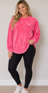 PINK Victoria's Secret Plush Crewneck Sweatshirt in Bright Pink Photo 0