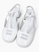 Miu Miu Authentic White Patent Leather Mary Jane TStrap Slingback Heel Pumps 36 Photo 0