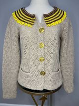 Anthropologie brand SPARROW 100% Lambswool Beaded Collar Cardigan Sweater Photo 0