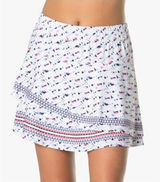 Lucky In Love Ruffled Tiered Tennis Skort Womens S White‎ Abstract Sporty Chic Photo 0
