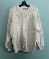 VTG Cotton Traders Women’s Cotton Oversized Cream Cable Knit Crew Sweater Sz L Photo 0