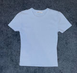 Zara Light Blue Ribbed Crew Neck Short Sleeve T-Shirt Photo 0