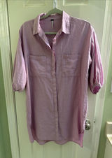 Young Fabulous and Broke Women's Linen Button Up Dress Sz XS Linen‎ Blend Lavender Tunic Shirt Dress Photo 0