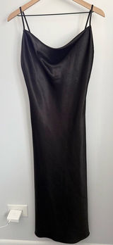 Birdy Grey Medium Black Cami Cowl Neck Midi Dress Slip Relaxed Elegant Photo 0