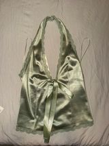 Silky Lace Trim Top- Sage Green Photo 0