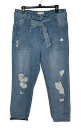 Vervet Women Jeans Distressed Tie Belted Patch Pocket Super High Denim‎ Sz. 34 Photo 0