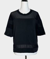 Alo Yoga Mellow Short Sleeve Top No Size Black Mesh Boxy Athleisure Workout Gym Photo 0
