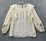 Universal Threads NWT‎ 3/4 Balloon Sleeve Blouse Top Cream Peasant Boho Ruffle S Photo 0