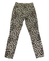 FRAME Ali High Rise Cigarette Jeans Leopard Print Beige‎ Women's 25 Skinny Mob Photo 0