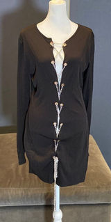 Women’s Black Long Sleeve Sexy Top/Dress with Chain Closure Size XL NEW Photo 0