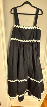 Torrid Belle Isle Maxi Babydoll Poplin Dress Black White Ric Rac 2X NWT Photo 0